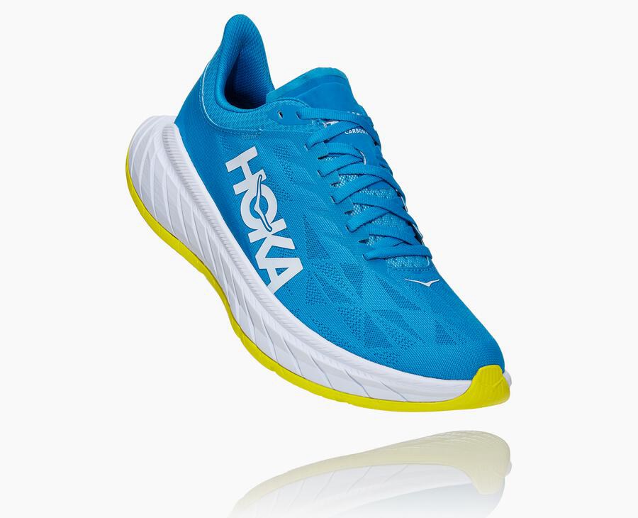 Running Shoes Mens - Hoka One One Carbon X 2 - Blue/White - APZITJY-37